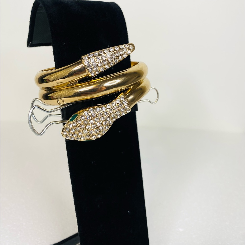Gold with Rhinestones Snake Bracelet